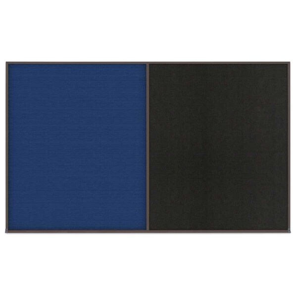 Triple Door Radius Corkboard, 72"x36", Hea, UV7015RC-BLACK-MEDGRY